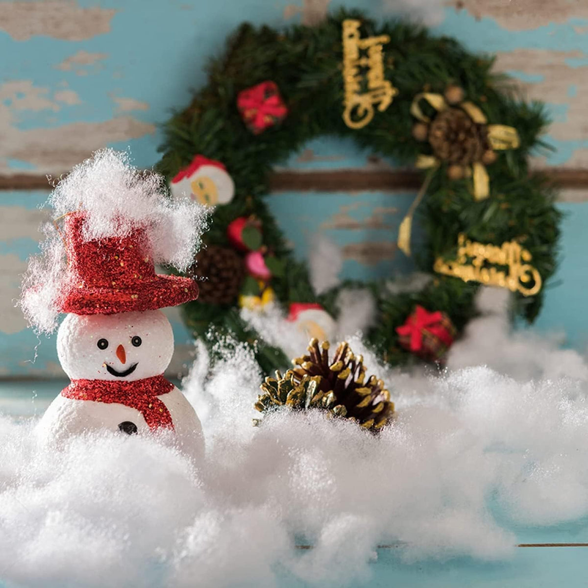 Skiennix Christmas Fake Snow Decor - Fluffy Fiber Artificial Snow for Indoor Winter Decorations