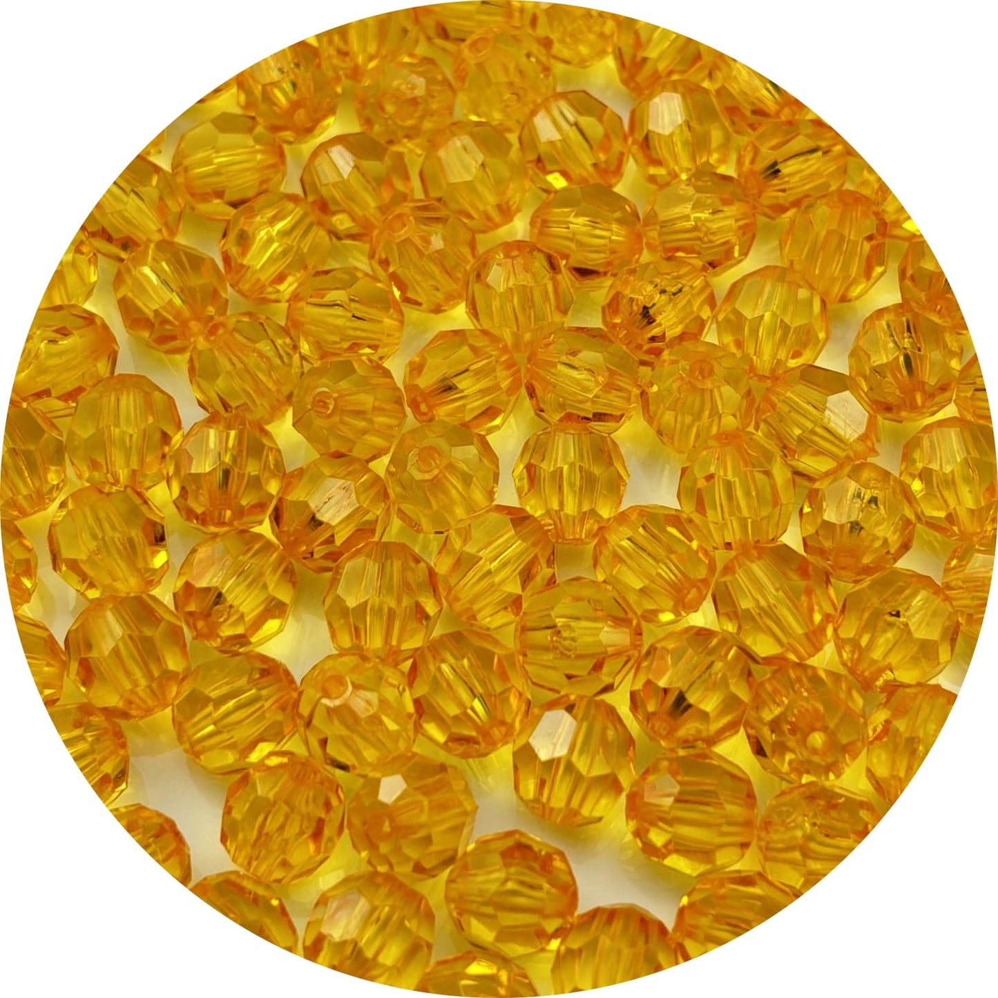 YUEXIGO 100pcs 12mm Acrylic Round Faceted Beads for Crafts Faceted Spacer Beads for Sewing Crafts Decoration Necklaces Bracelets Earrings Jewelry Making(Gold Yellow)