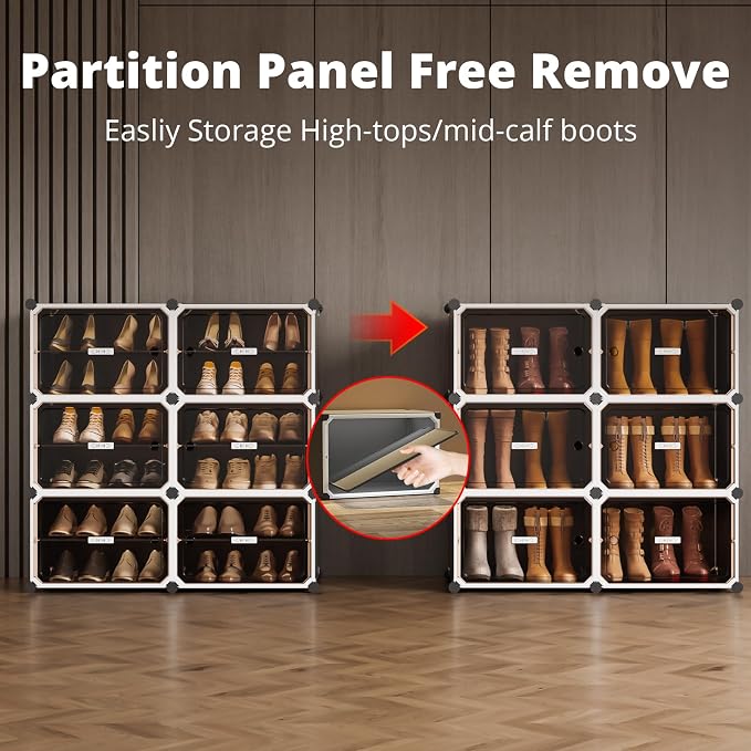 MAGINELS Shoe Rack,Expandable Shoe Cabinet Easy to Assemble. Shoe Storage with Door,Entryway, Closets, Hallway, and Bedroom.Accommodates Up to 32 Pairs of Shoes.