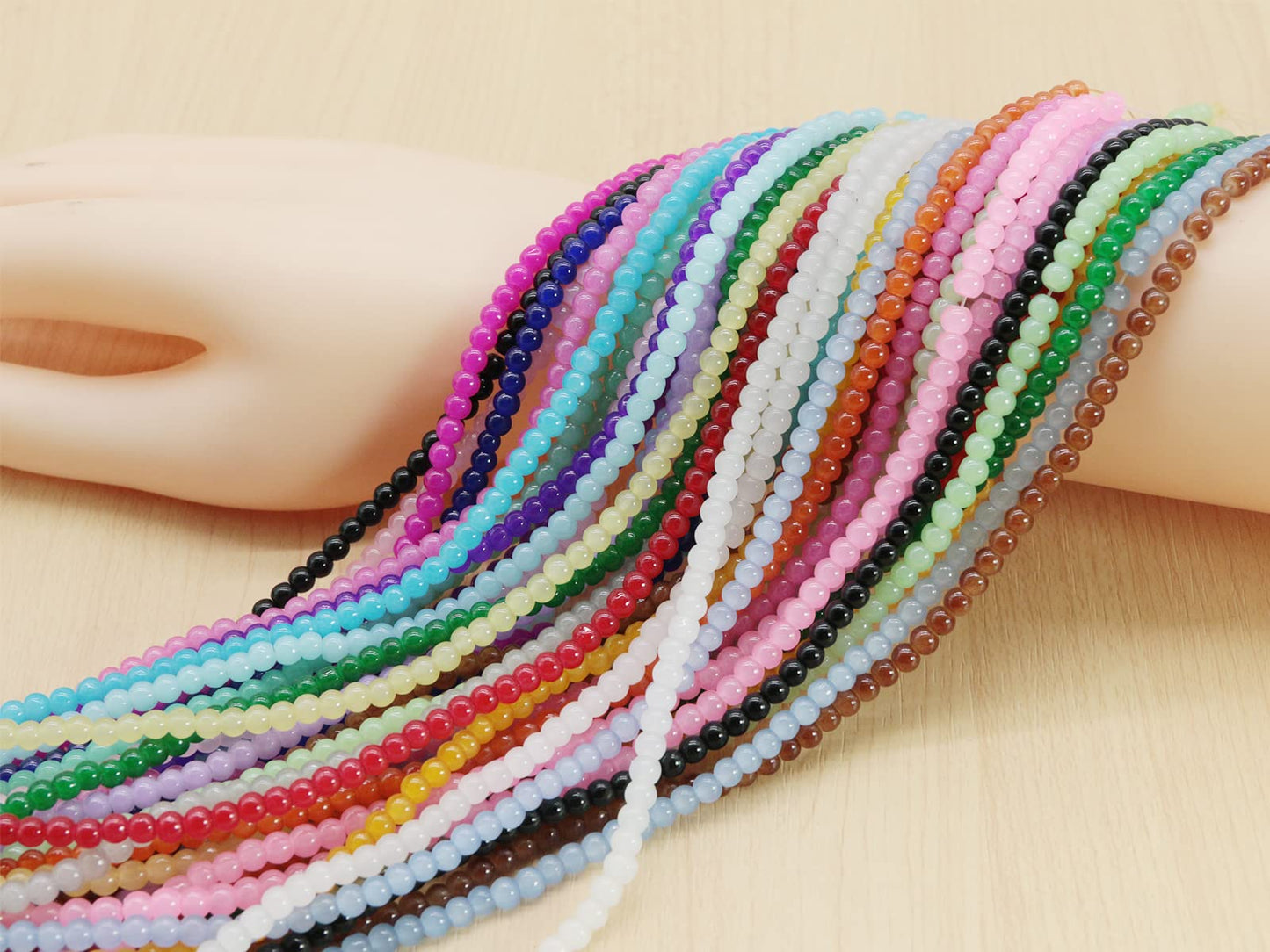 Pamir Tong 4mm Glass Beads Bulk for Jewelry Making 4700pcs Round Imitative Jade Beads Bracelet Loose Beads Set Crystal Seed Beads for Earry & Necklace Emroidery Beads for DIY Crafts