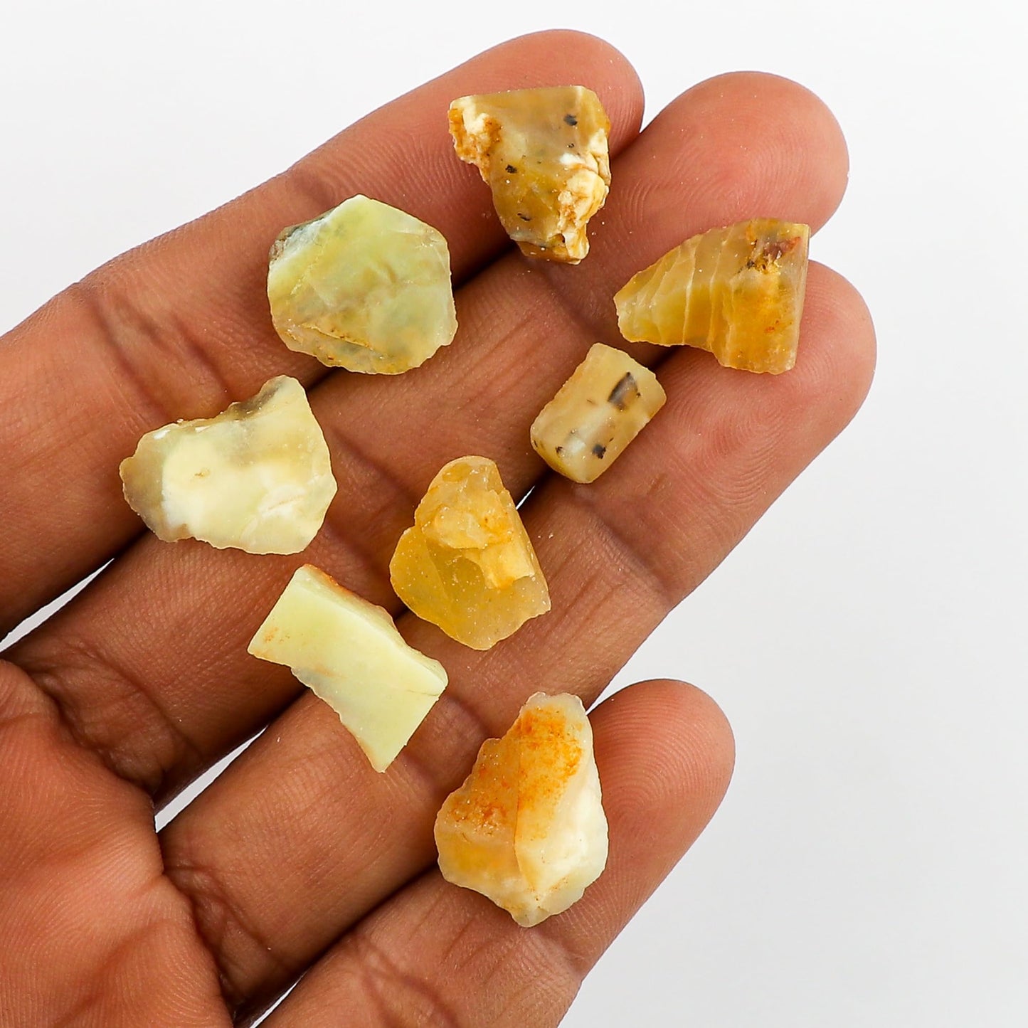 CRYSTALINES 100cts Wholesale Natural Raw Yellow Opal Gemstone, Untreated Rough Stone, Bulk Loose Supplies, Jewelry Making, Chakra Healing Crystals, Wire Wrapping, Gem Collection, 15-17pcs