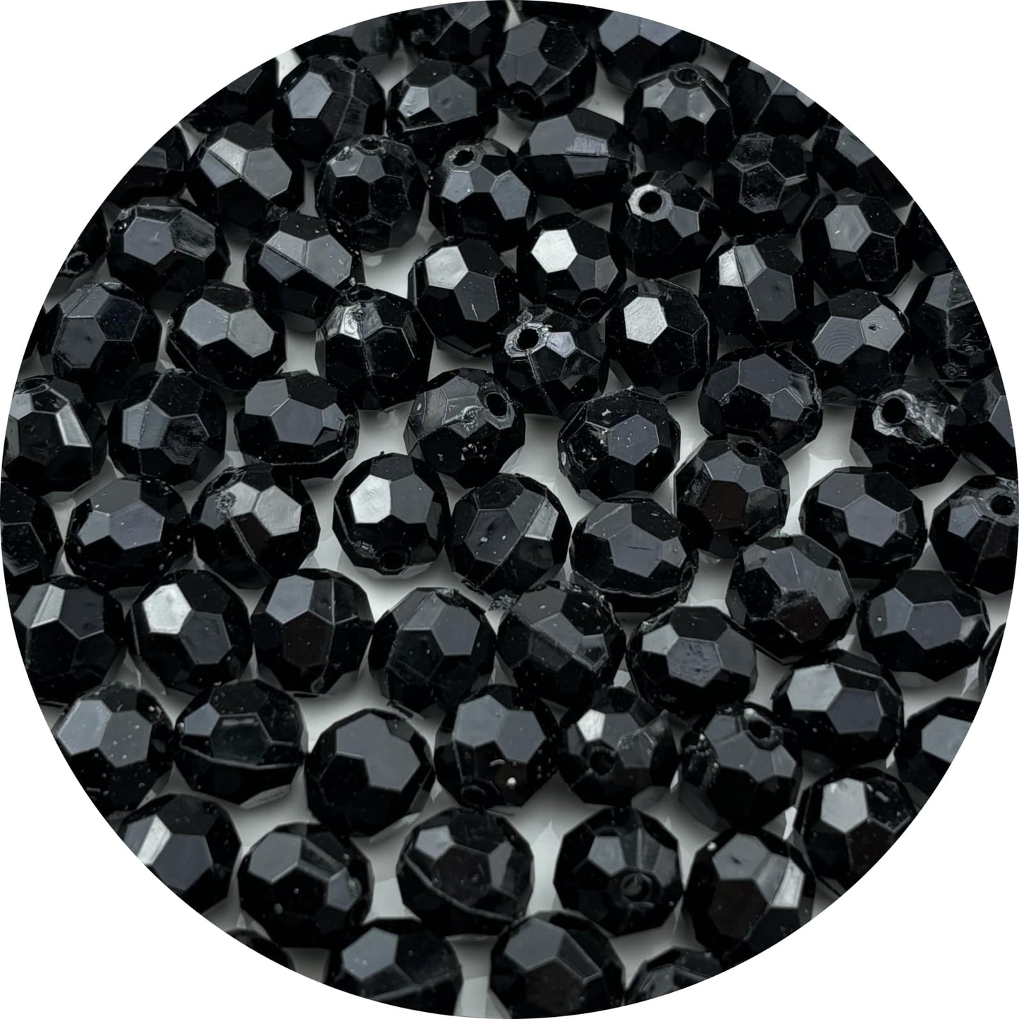 YUEXIGO 100pcs 12mm Acrylic Round Faceted Beads for Crafts Faceted Spacer Beads for Sewing Crafts Decoration Necklaces Bracelets Earrings Jewelry Making(Black)