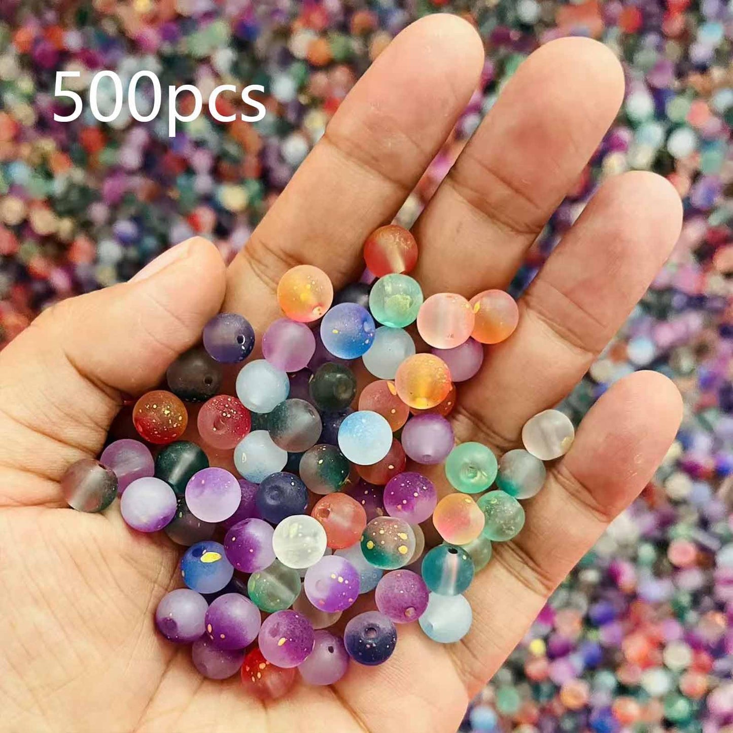 ToBeIT 500Pcs Colourful Gradient Matte Frosted Beads 8mm Loose Round Beads Transparent Frosted Glass Bead Bulk Craft Bead for Jewelry Making DIY Bracelets Necklace Supplies (Multicolour)