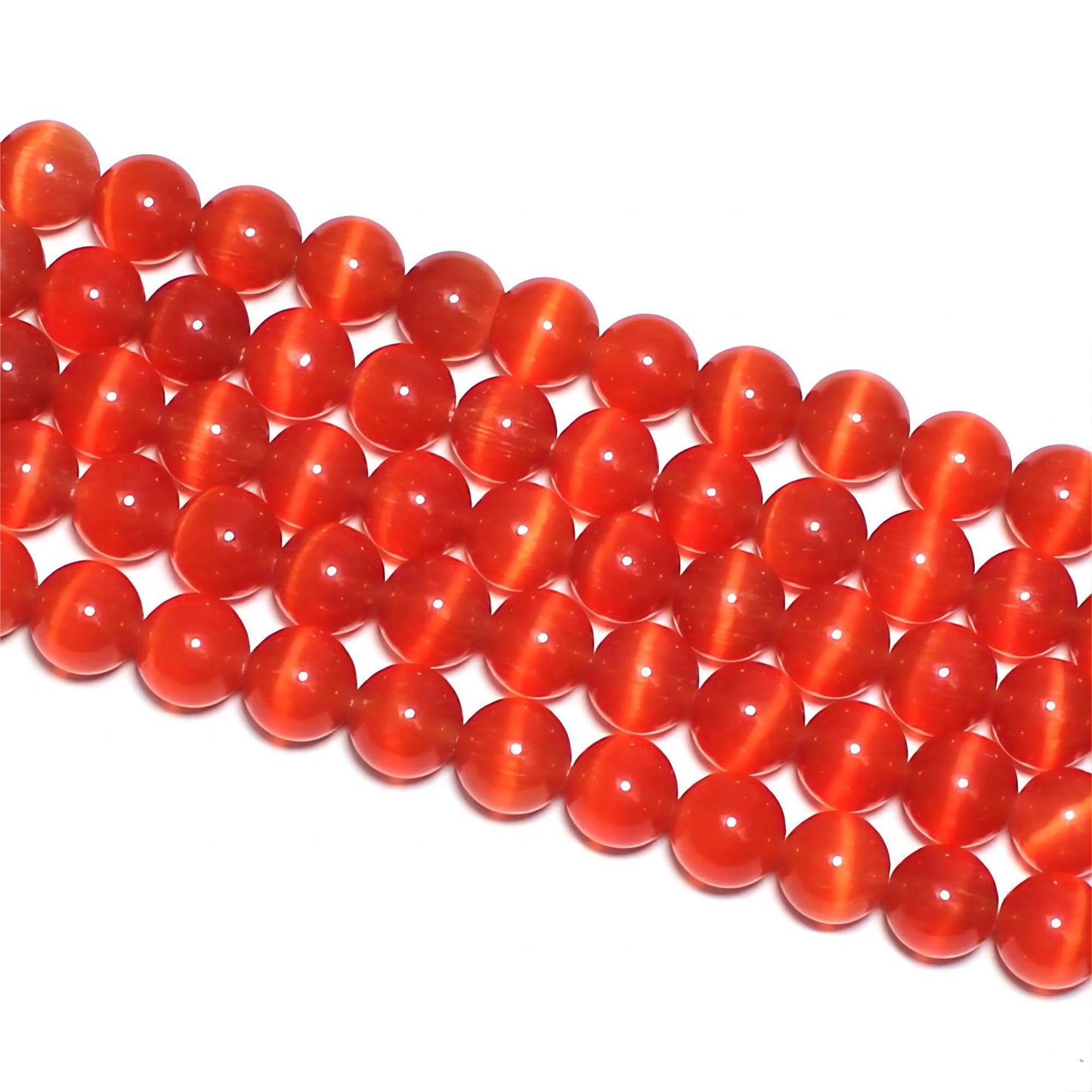 MJDCB 60pcs Red Cat Eye Stone Beads 6mm Round Crystal Loose Bead for Jewelry Making DIY Bracelets Necklace Accessories