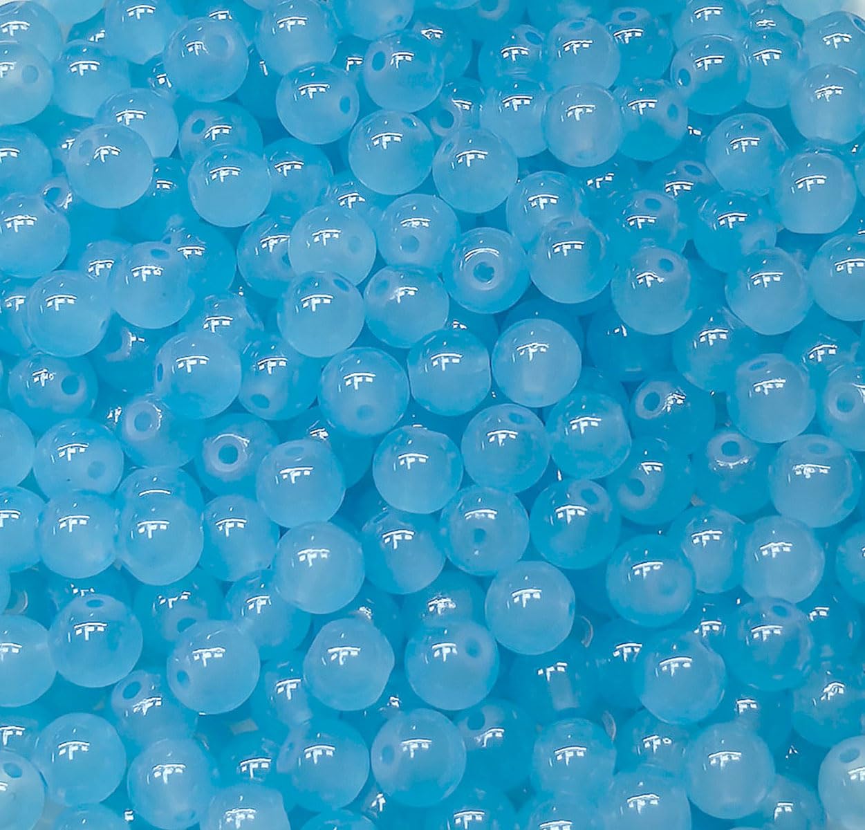200PCS Glass Beads 8mm Glass Beads for Bracelets Necklaces Jewelry Making DIY Crafts (Light Sky Blue)