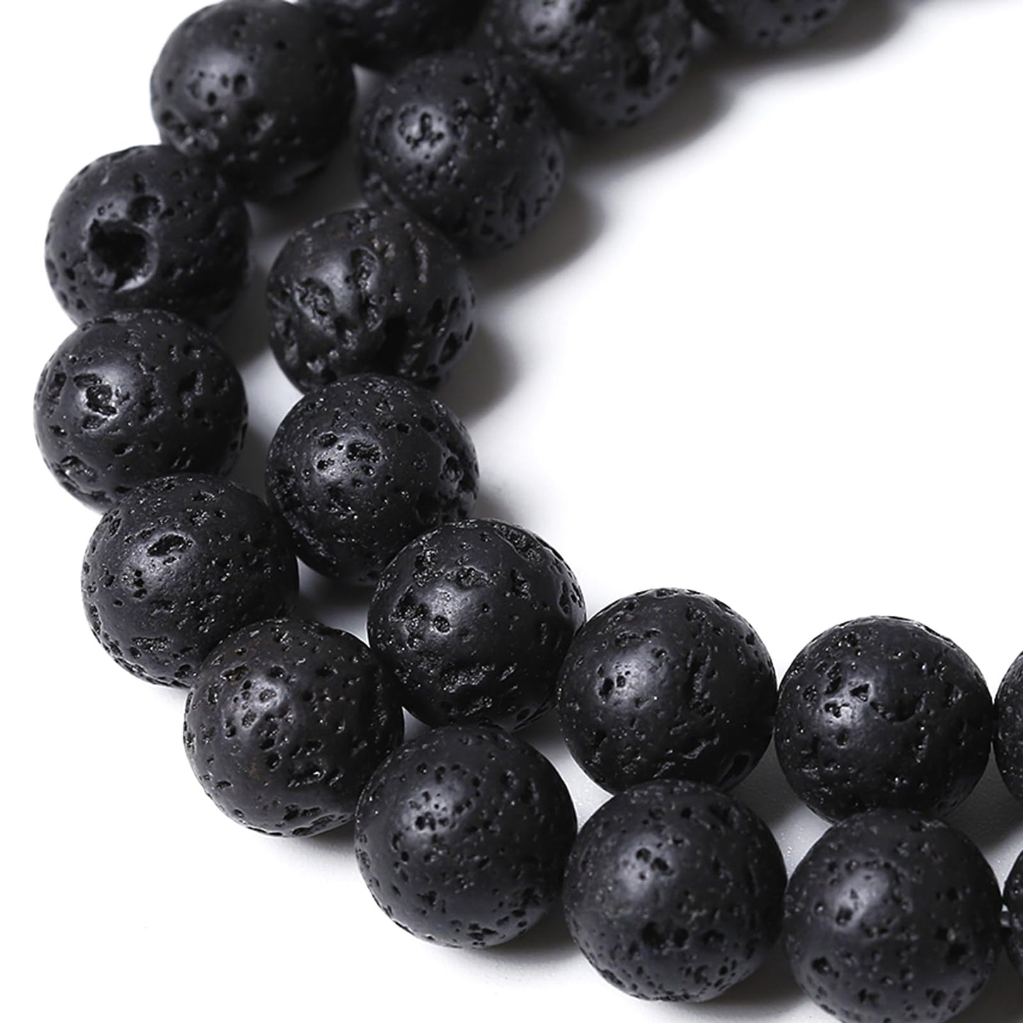 4MM 180pcs Natural Stone Beads Black Volcanic Lava Gemstone Round Loose Beads for Jewelry Making Bracelet 2 Strands 32"