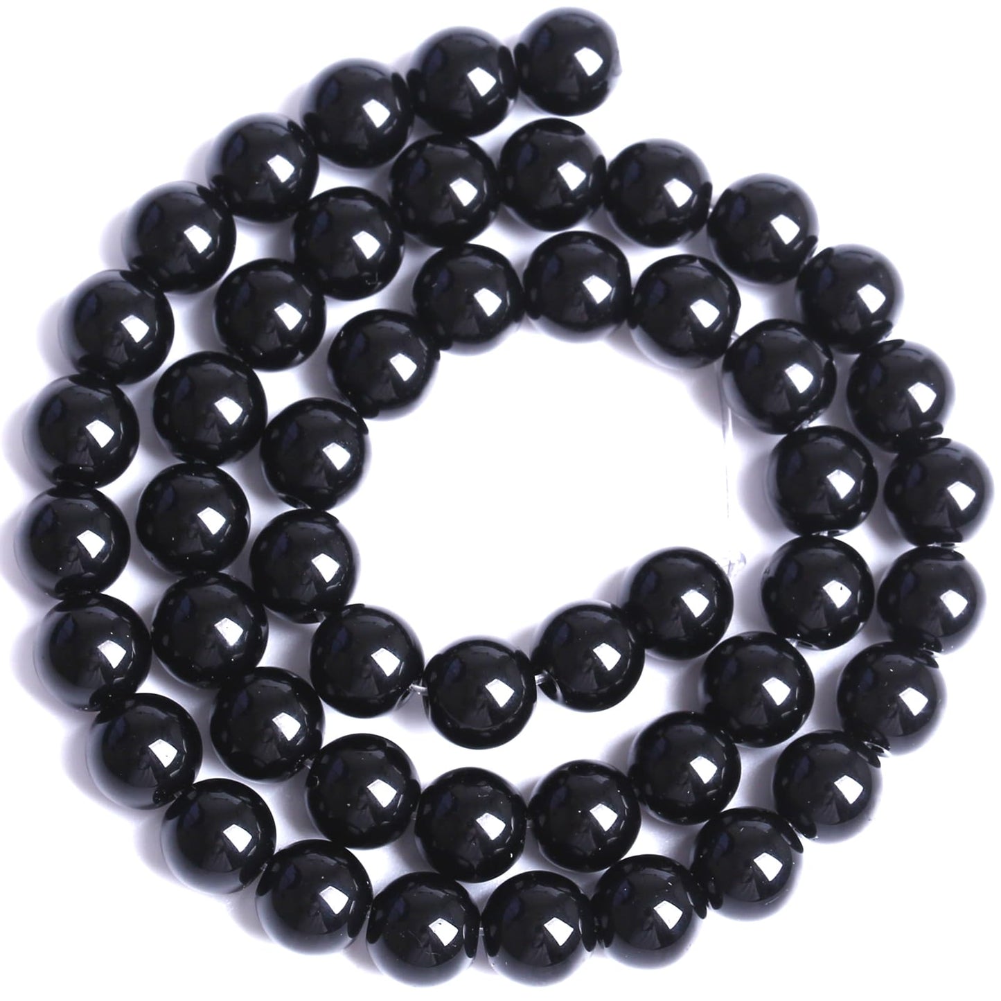 4MM Natural Black Agate Gemstone Beads Round Loose Stone Beads for Jewelry and Bracelets Making 180pcs 2 Strands 32"