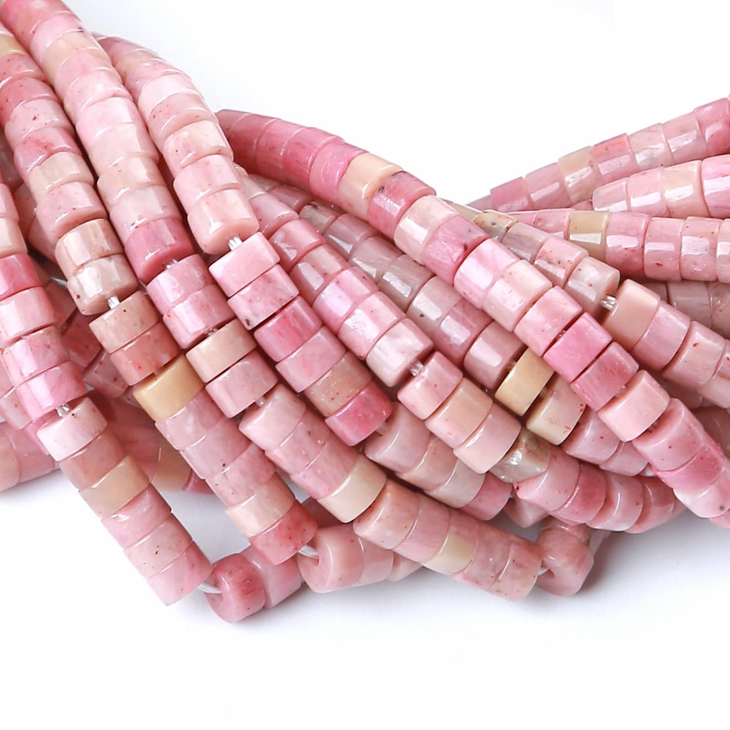 2x4MM 150PCS Rhodochrosite Rhodonite Tube Cylinder Rondelle Abacus Disk Spacer Loose Beads for Jewelry Making
