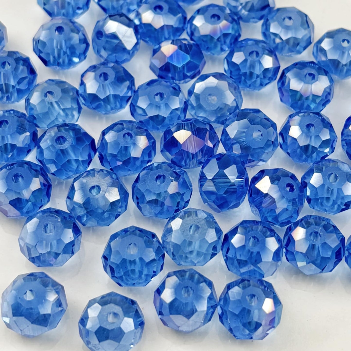 YHYPOCI 50pcs 10mm Crystal Glass Beads for Crafts Faceted Rondelle Glass Beads for Jewelry Making Crystal Spacer Beads for Necklaces Bracelets Earrings DIY Craft(Light Blue AB)