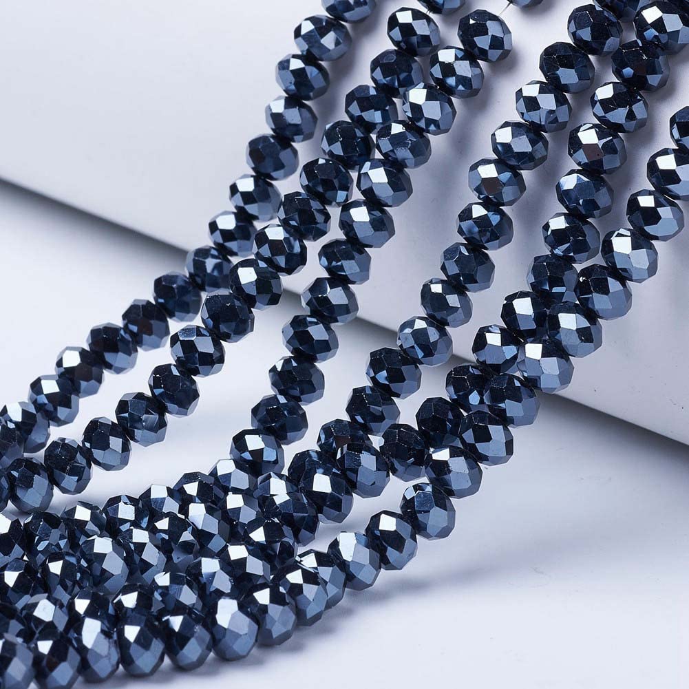 10 Strands Faceted Rondelle Briolette Glass Beads 4x3mm Electroplate Glass AB Color Opaque Tiny Spacer Beads 1230pcs for Bracelets Jewelry Making