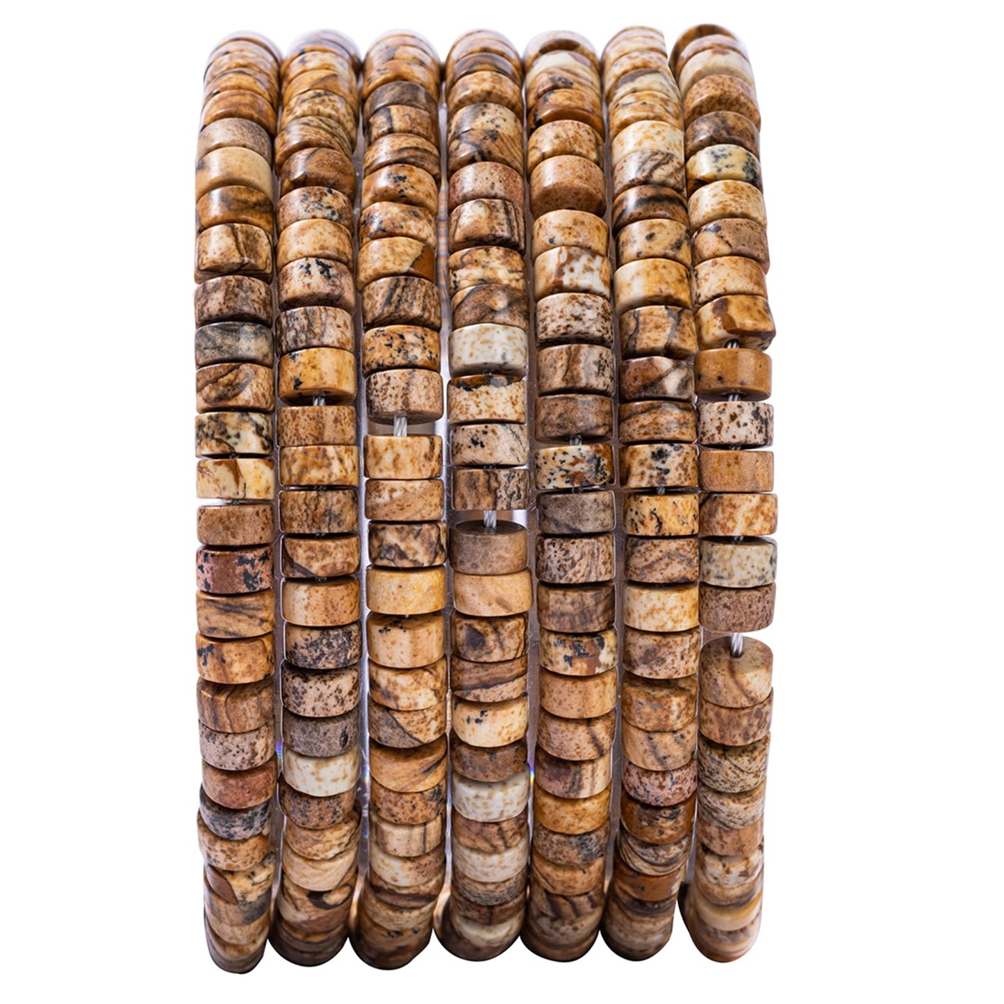 Natural Blown Picture Stone Spacer Beads 6x3mm 38cm/str Flat Round Loose Semi Gemstone Caps for Making Bracelets Necklace