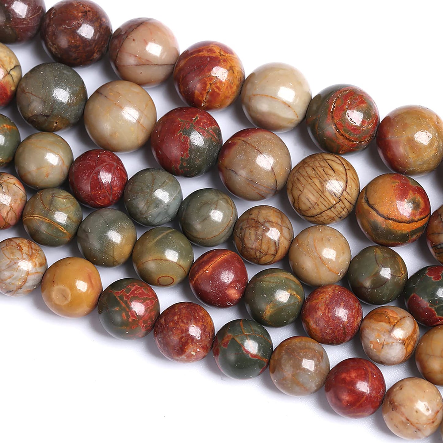 12MM 31PCS Natural Stone Picasso Jasper Loose Beads for Jewelry Making DIY Bracelet