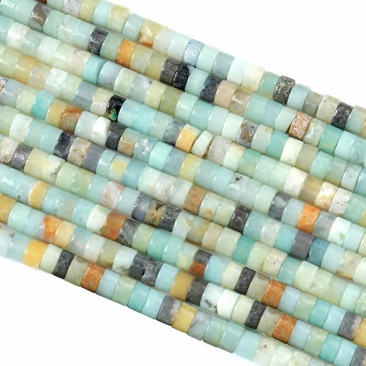 2x4MM 150PCS Amazonite Tube Cylinder Rondelle Abacus Disk Spacer Loose Beads for Jewelry Making