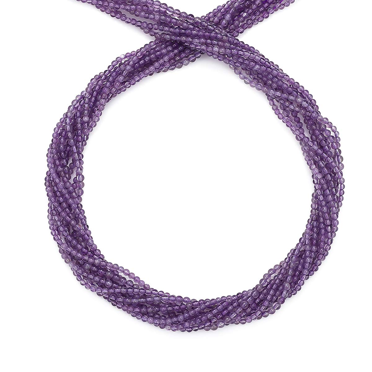BEADIA Natural Amethyst Crystal Stone Round Loose Semi Gemstone Beads for Jewelry Making 2-2.5mm 38cm/Strand