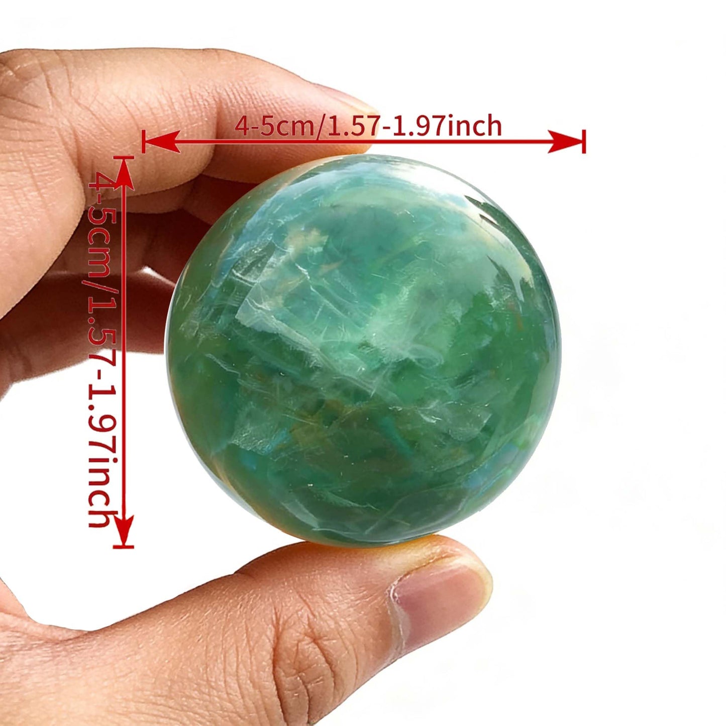 Aiercrystal Natural Stone Crystal Sphere Feng Shui Home Decoration Ball Positive Energy Scrying Orb for Meditation Tool for Spiritual Space Purification Globe Diameter 4-5cm Green Fluorite Sphere