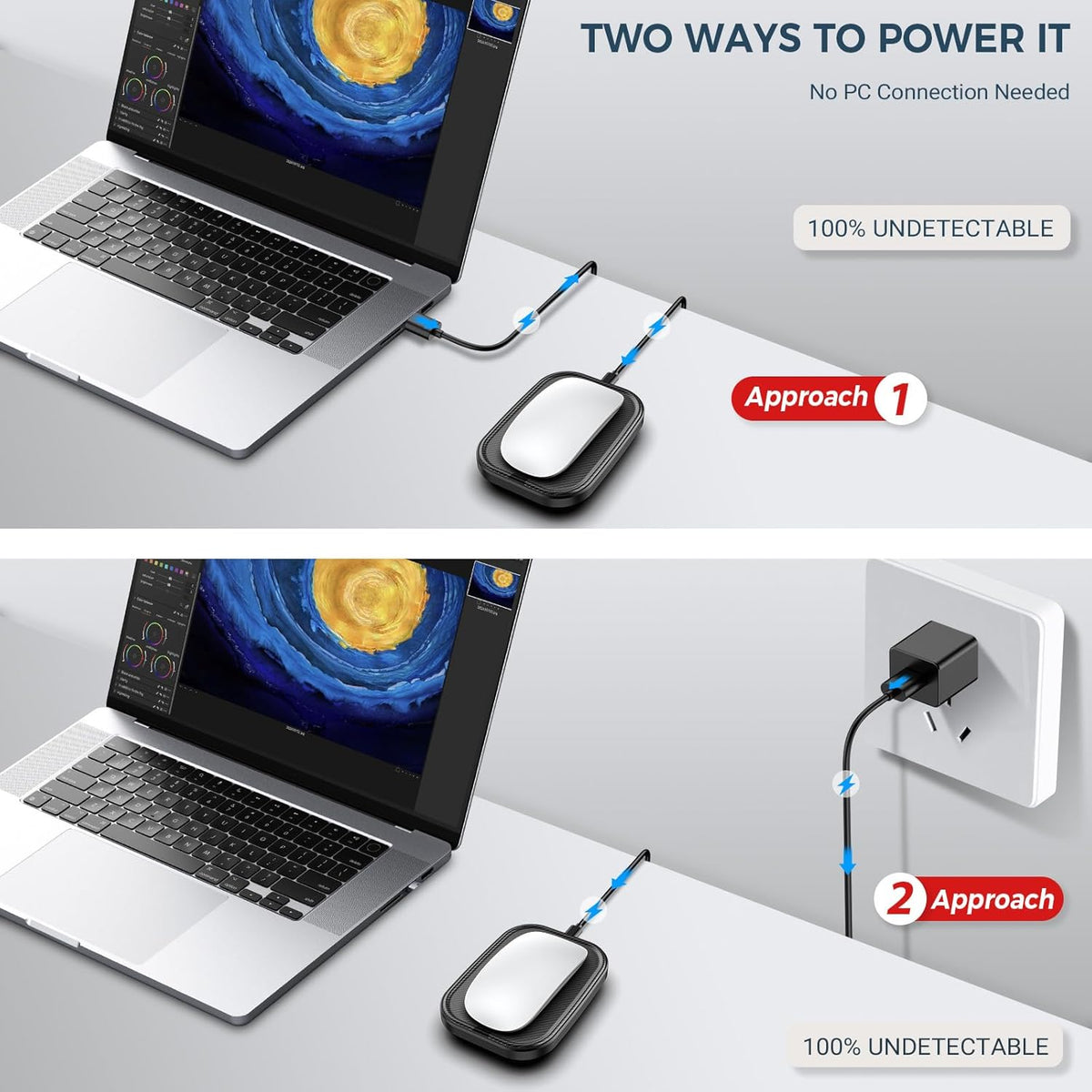 Yonktoo Mouse Jiggler Undetectable Ultra Slim Mouse Mover with Realistic Movement, No Software Needed, Keeps Your PC