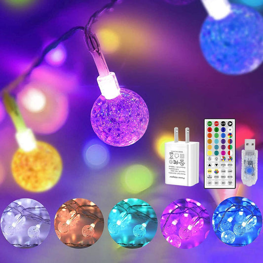 OMIKA Color Changing Indoor String Lights - 16.5ft 50 LEDs Crystal Globe Fairy Lights with Remote Timer for Ambient Bedroom Decor | 24 Colors + Warm White