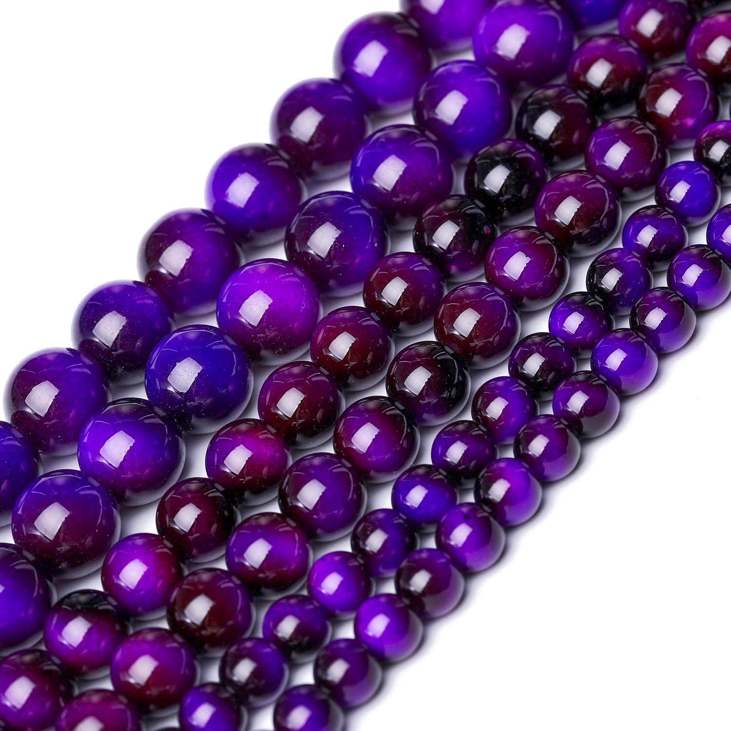 Song Xi 45PCS 8mm Purple Tiger Eye Gemstone Beads for Jewelry Making, Round Smooth Glass Beads for DIY Bracelet Necklace Earring Keychain, Arts and Crafts, for Christmas Wedding Birthday
