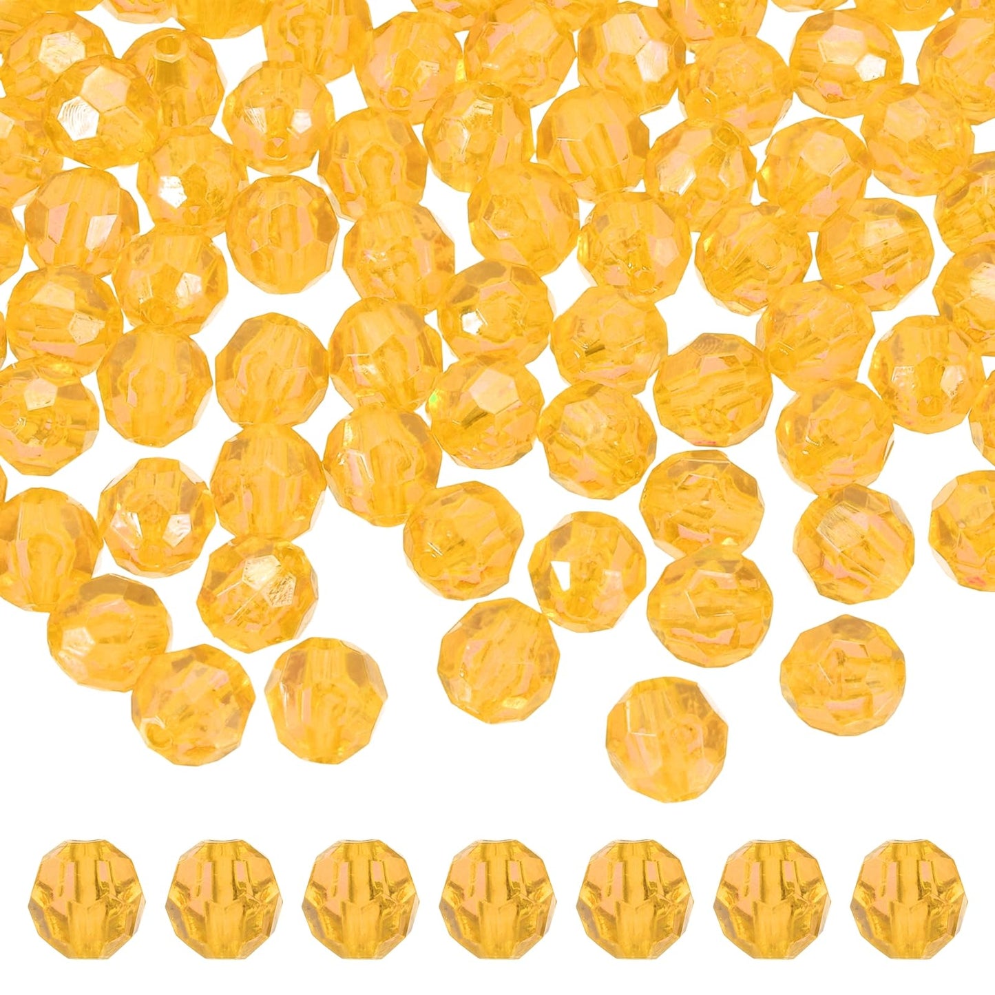 MECCANIXITY 400pcs Czech Faceted Bicone Beads 8mm Glass Spacer Bead Bulk for Jewelry Making & DIY Craft, Golden Yellow
