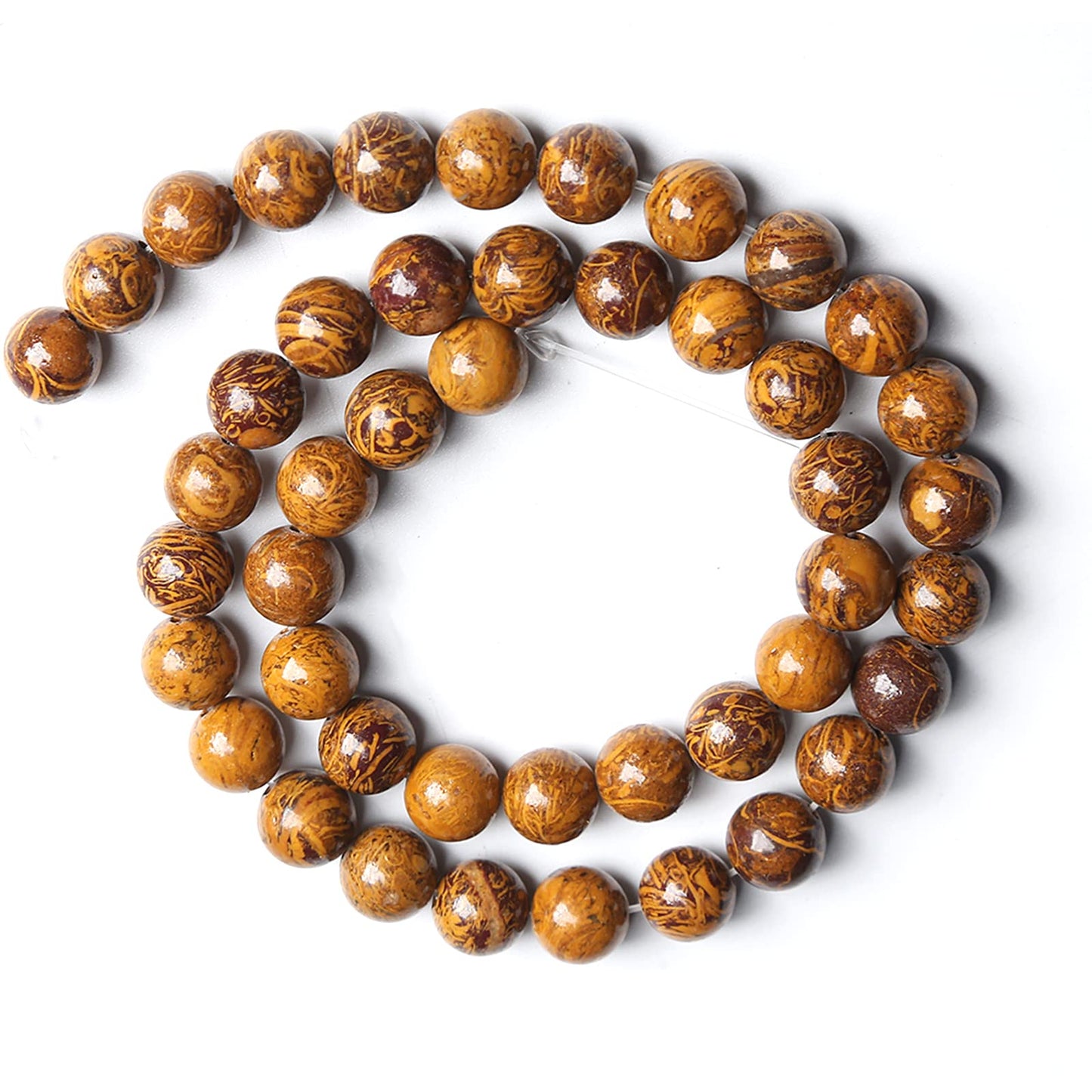 12MM 32PCS Natural Stone Yellow Sunflower Jasper Loose Beads for Jewelry Making DIY Bracelet
