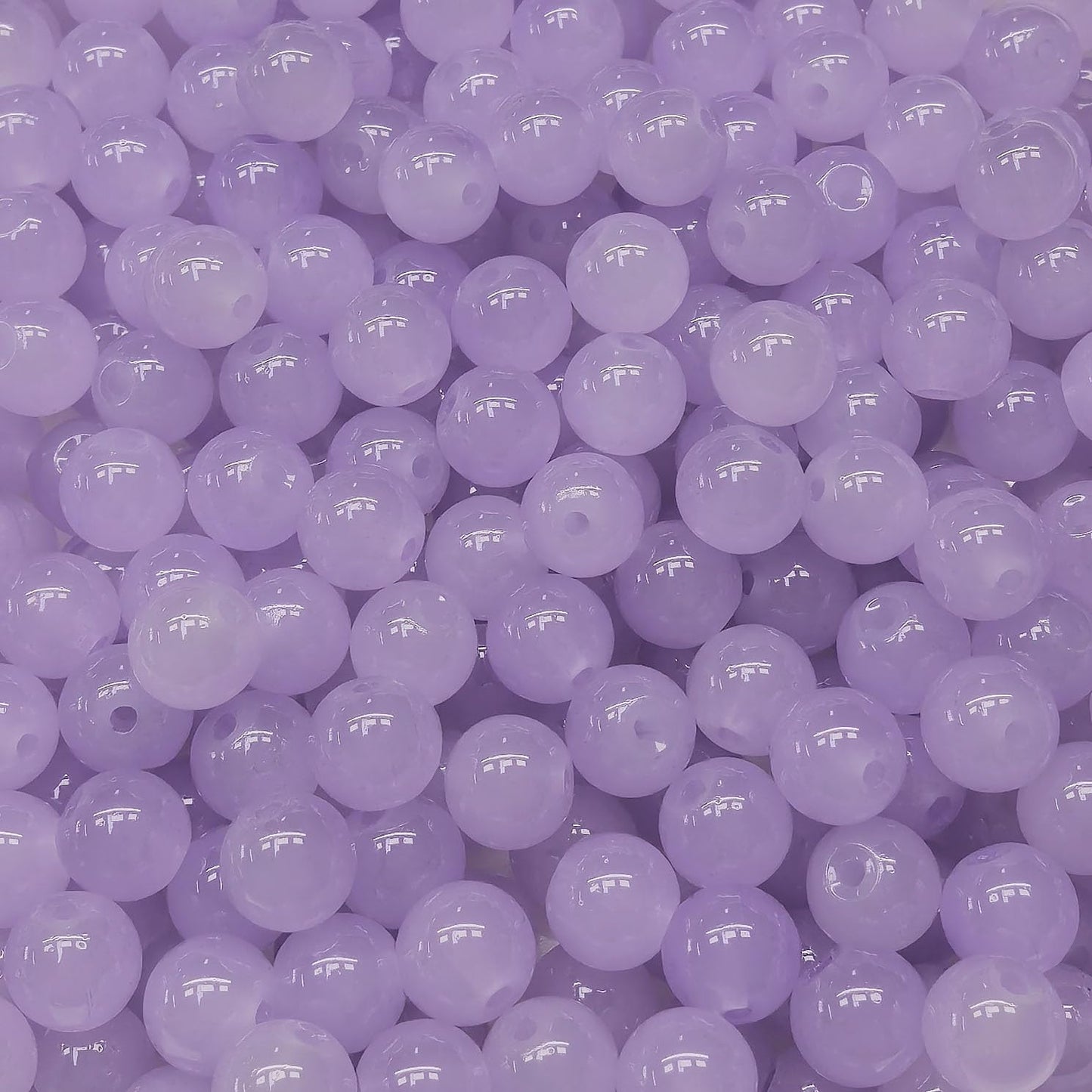 200PCS Glass Beads 8mm Glass Beads for Bracelets Necklaces Jewelry Making DIY Crafts (Light Purple)