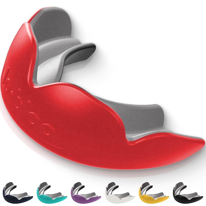 lobloo® PRO-FIT Sports Mouthguard ??Ultra Slim 1mm | Dentist-Level Protection | Precision Vacuum-Fit | Oxygen Performance | MMA, Boxing, Football, Basketball. (Large +14yrs, Red)
