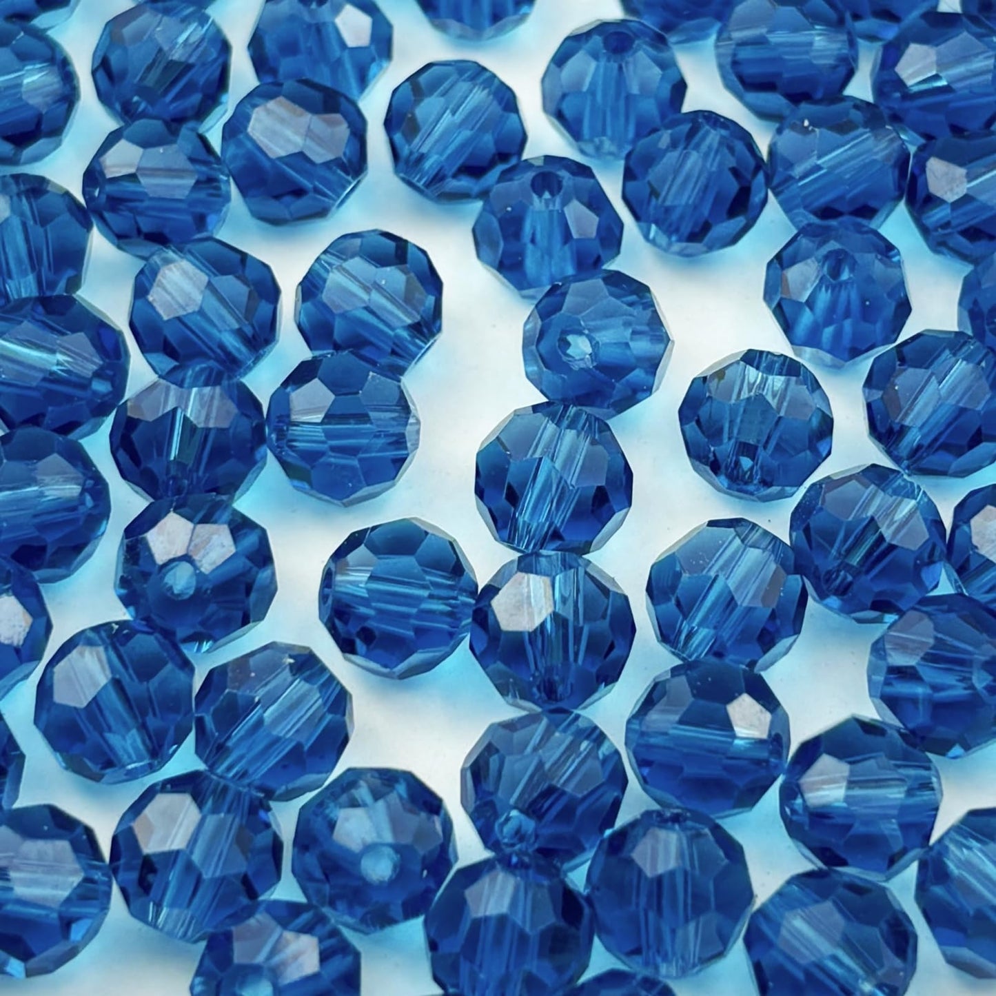 YUEXIGO 200pcs 6mm Round Crystal Glass Beads for Jewelry Making, Faceted Crystal Glass Spacer Beads for Bracelet Earring Necklace DIY Craft(Peacock Blue)