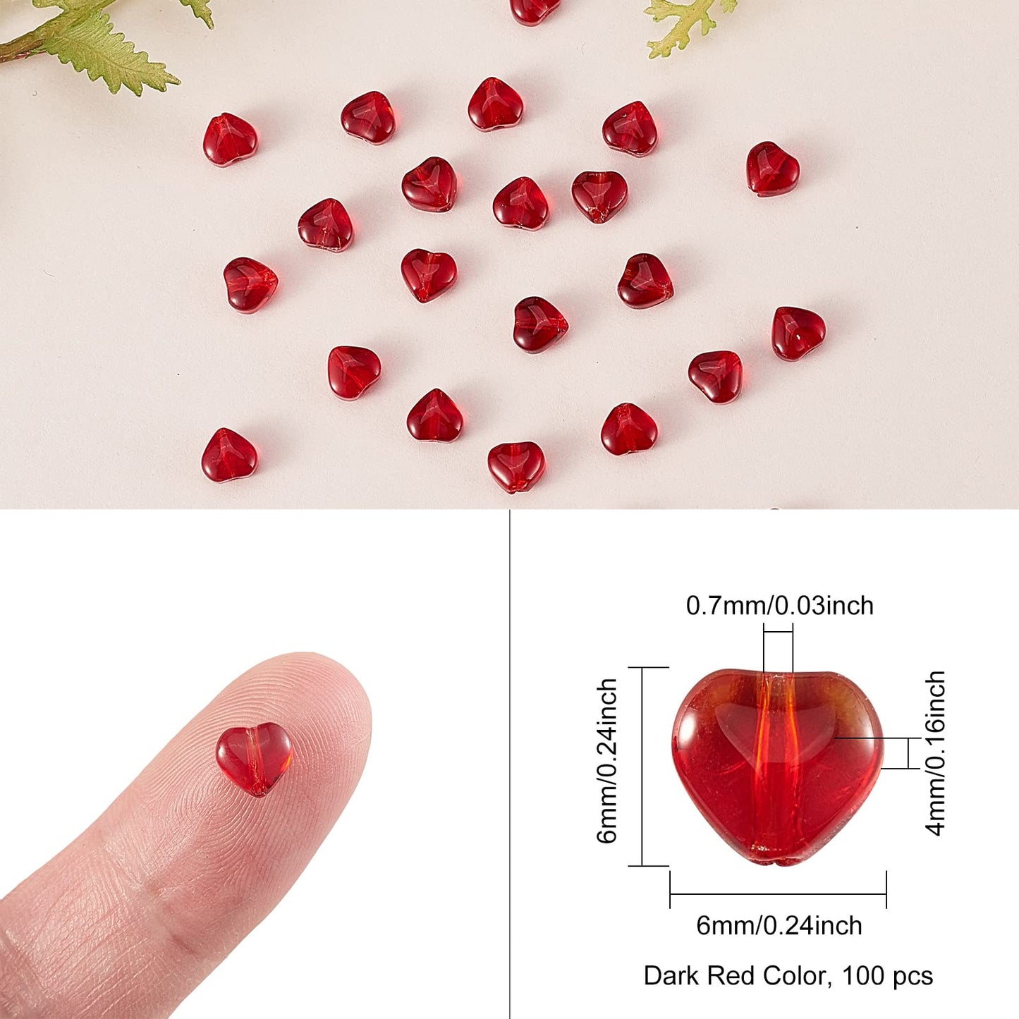 UR URLIFEHALL 100 Pcs Imitation Jade Glass Beads Heart Shape Crystal Spacer Beads for DIY Crafts Jewelry Making