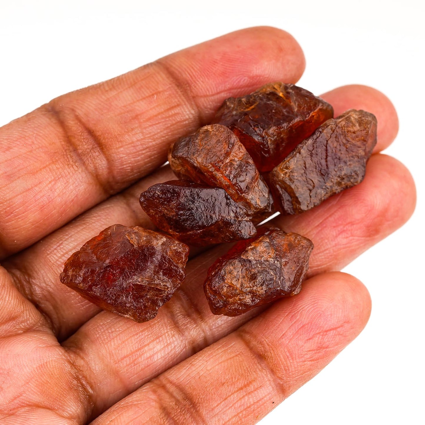 ColouredRocks 100 carats Orange Garnet Crystals, Raw Stones, Rough Gemstones, Jewelry Making Supply, Cabbing, Polishing, Cutting, DIY, Crafts (5-6pcs) (14-18mm)