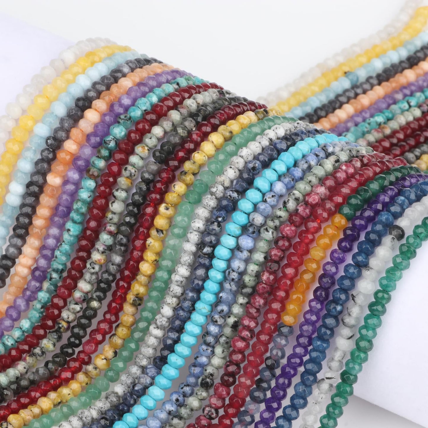 2 String 220PCS 3x5mm Natural Purple Chalcedony Stone Beads for Jewelry Making, Songxi Facted Loose Gemstone Beads for DIY Bracelet Necklace Making Supplies with Energy Healing Chakra Power