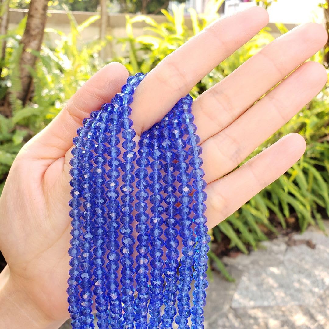 1000pcs Czech Faceted Rondelle Crystal Glass Loose Beads 6mm Spacer Bulk Sapphire Blue for DIY Craft Jewelry Making CCR613