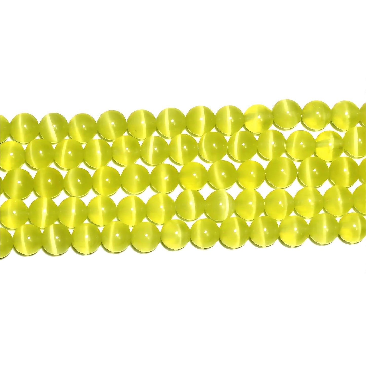 MJDCB 45pcs Lemon Yellow Cat Eye Stone Beads 8mm Round Crystal Loose Bead for Jewelry Making DIY Bracelets Necklace Accessories