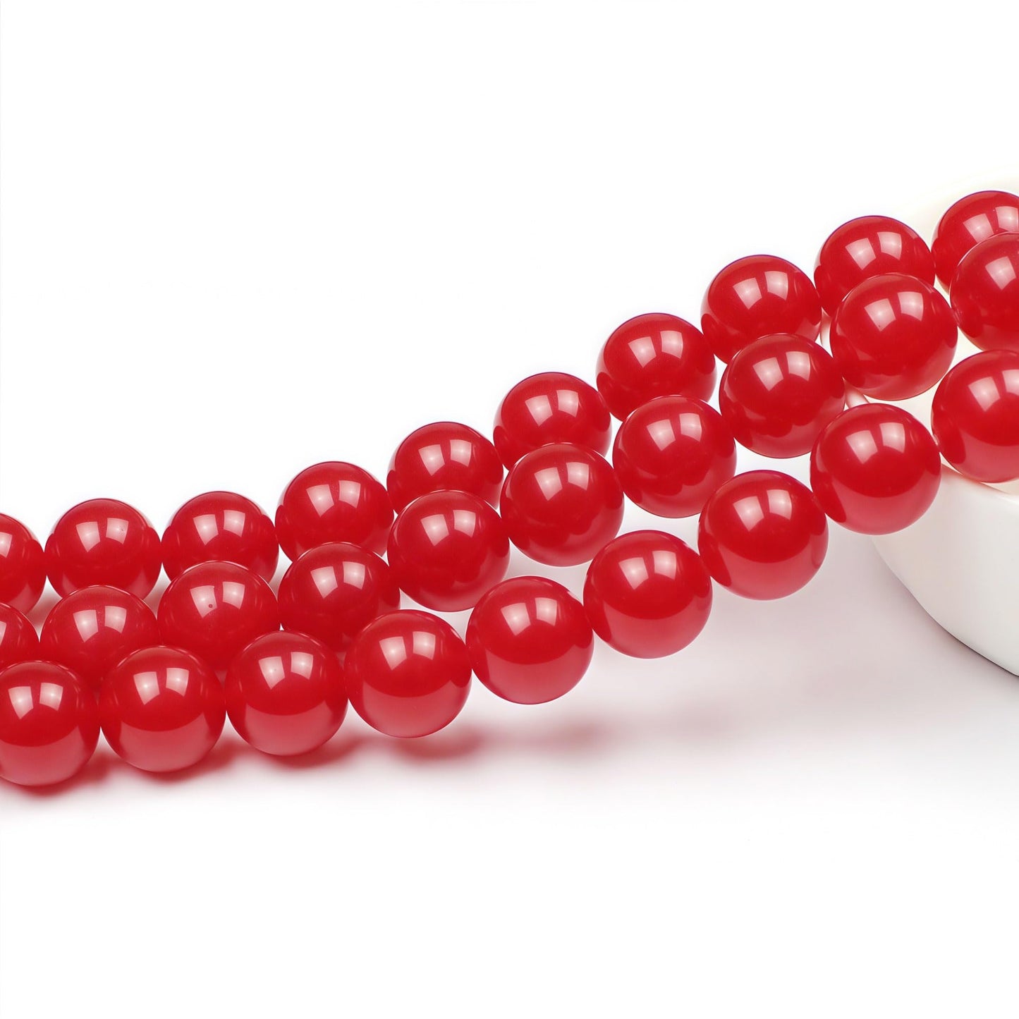 MJDCB Natural Red Jade Round Loose Beads for Jewelry Making DIY Bracelet Necklace (12mm)