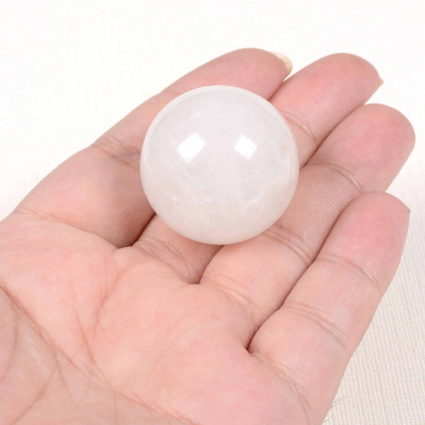 Justinstones Natural Polished White Jade Sphere with Red Jasper Stand – Handcrafted Gemstone 30mm Ball for Energy Healing, Meditation, and Home Décor