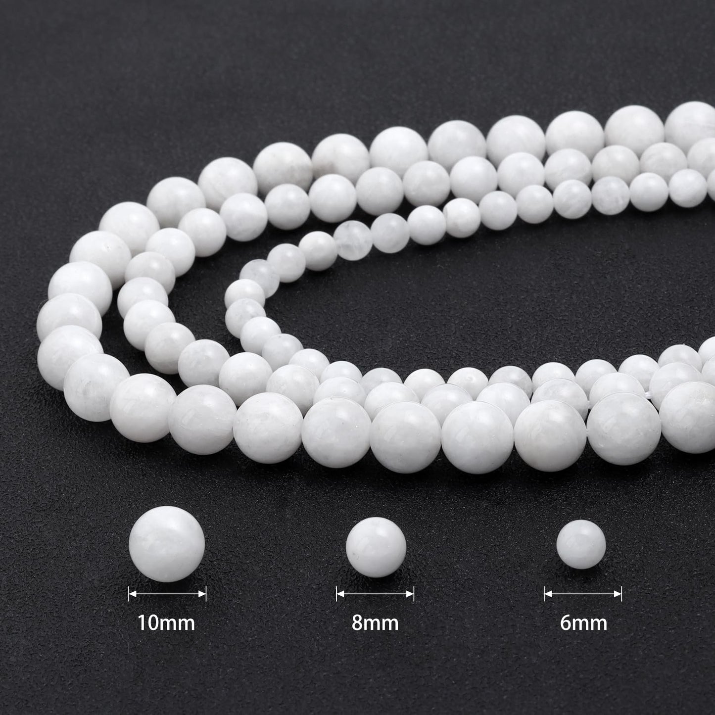 Youngbling Natural Gemstone Beads for Jewelry Making,6mm White Moonstone Polished Round Smooth Stone,Genuine Real Stone Beads for Bracelet Necklace 15 Inch(Moonstone,6mm)