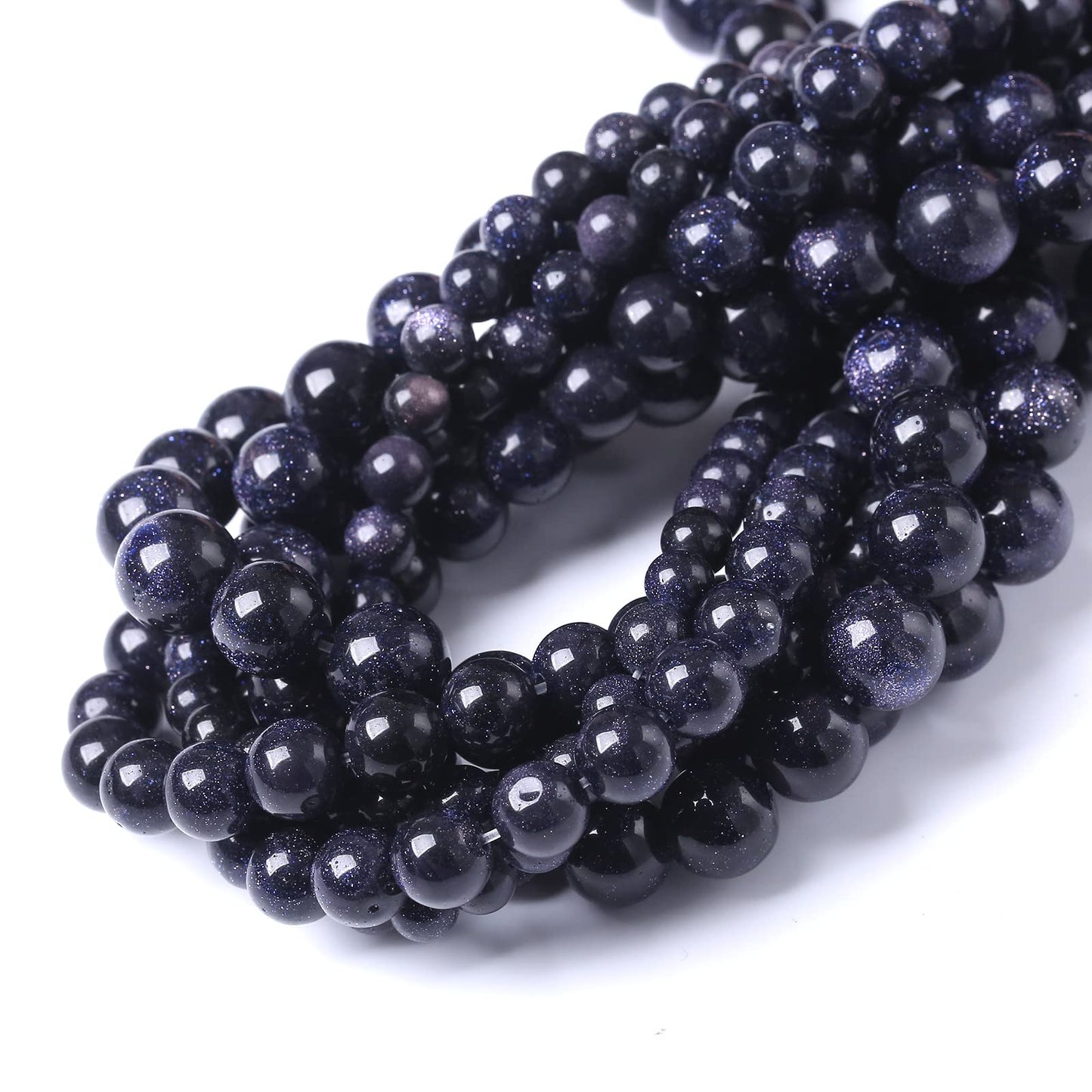90PCS 4MM AAA Blue Sand Stone Beads Natural Gemstone Bead Crystal Healing Energy Jewelry Making DIY 17 inches