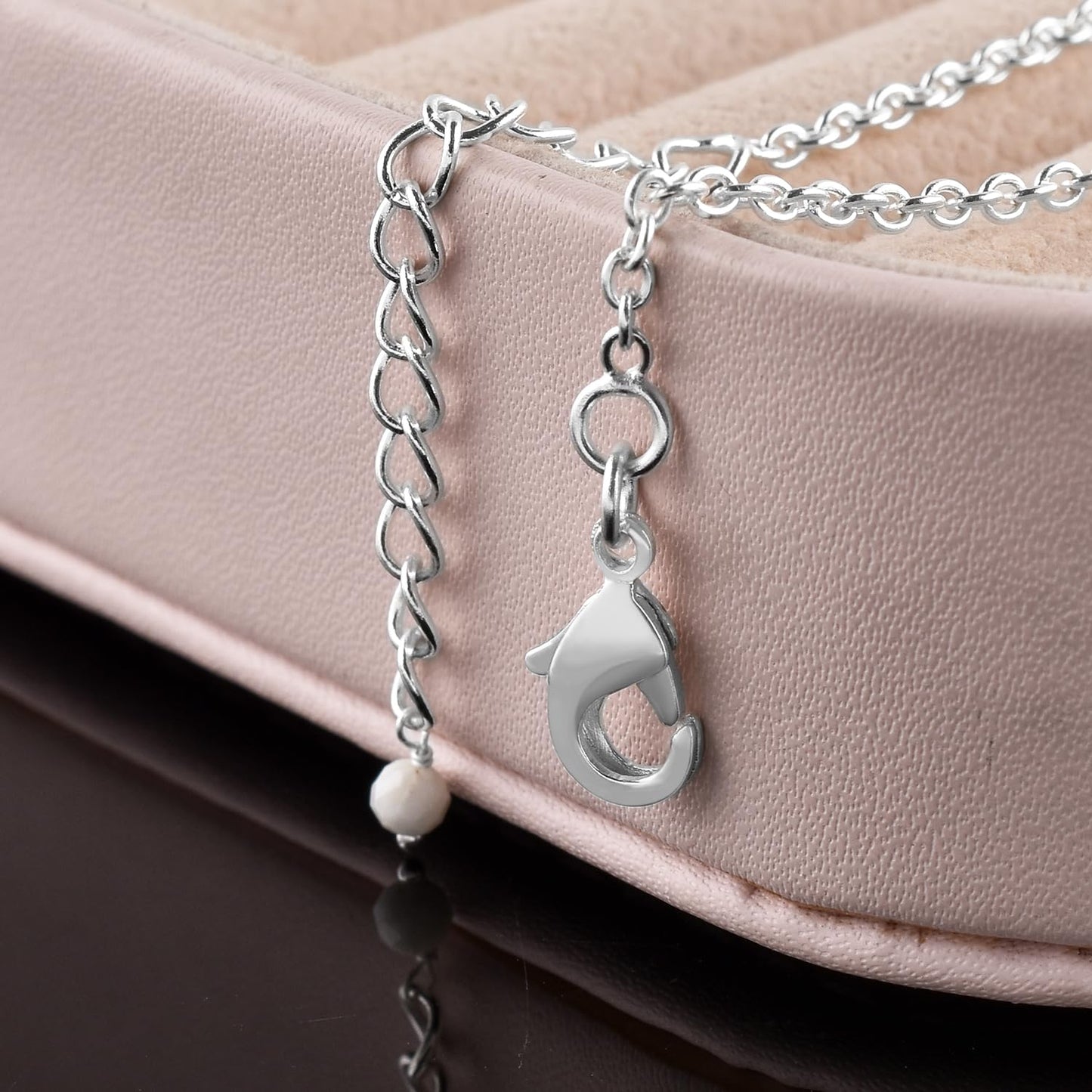YANARA White Opal Ankle Bracelets for Women Natural October Birthstone Beaded Jewelry, Dainty Gemstones Anklets 9"+1.25" inch Silver Plated Adjustable Chain, Chakra Healing Crystals