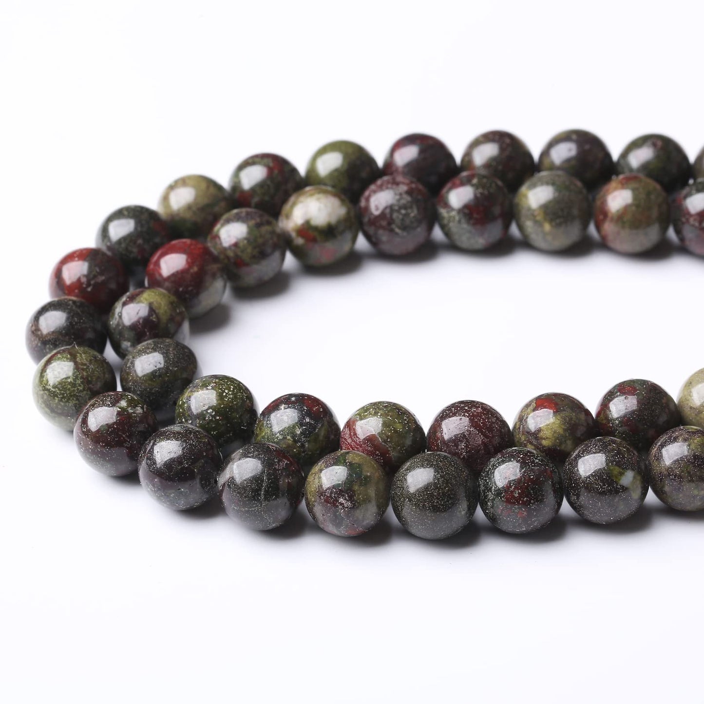 36PCS 10MM Natural Dragon Blood Stone Beads Round Loose Stone Beads for Jewelry Making DIY Energy Stone Healing Power Bracelet 15"
