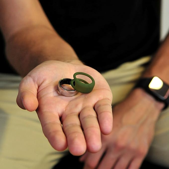 Rinfit Smart Ring Protector - Silicone Ring Enhancer for Active Lifestyle and Gym - StyleFit U.S. Design Patent - Green, Size 9