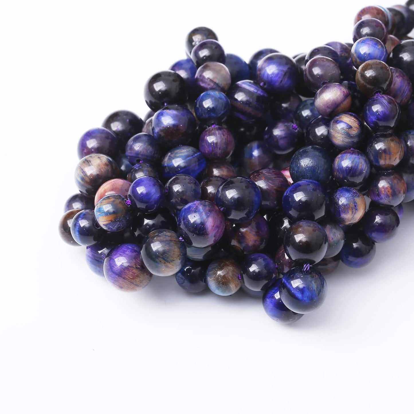 32PCS 12MM AAA Blue Purple Starry Sky Tiger Eye Stone Beads Natural Gemstone Bead Crystal Healing Energy Jewelry Making DIY 15 inches