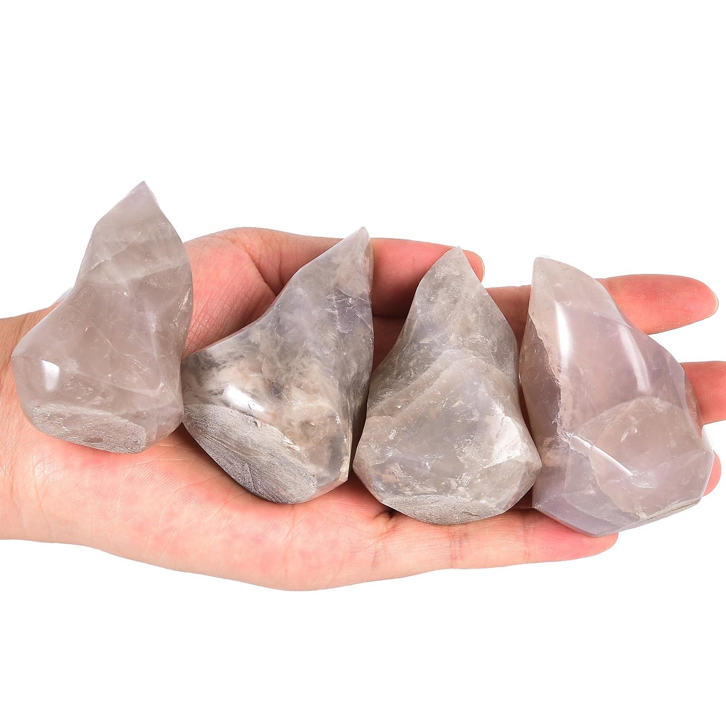 AMOYSTONE Blue Pink Quartz Flame Shaped Stone Towers Large Healing Crystal Quartz Home Decor 1.0LBS