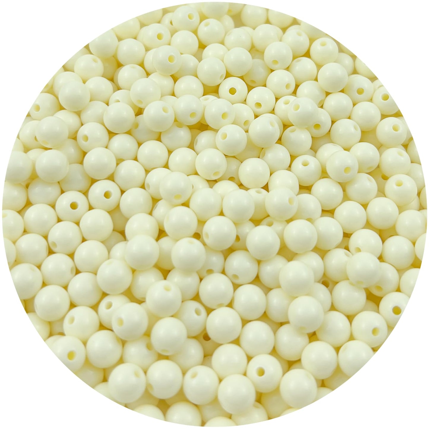 Mulutoo 1000Pieces 6MM Acrylic Round Beads Round Acrylic Balls Chunky Beads Smooth Spacer Plastic Pastel Beads Craft Beads for Necklace and Bracelet Making Crafting Supplies(177-cream White)