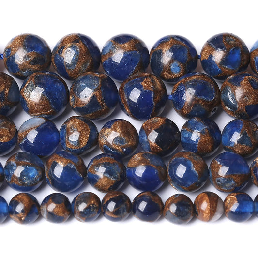 10MM 37PCS Dark Blue Cloisonne Craft Loose Round Beads for Jewelry Making DIY Bracelet