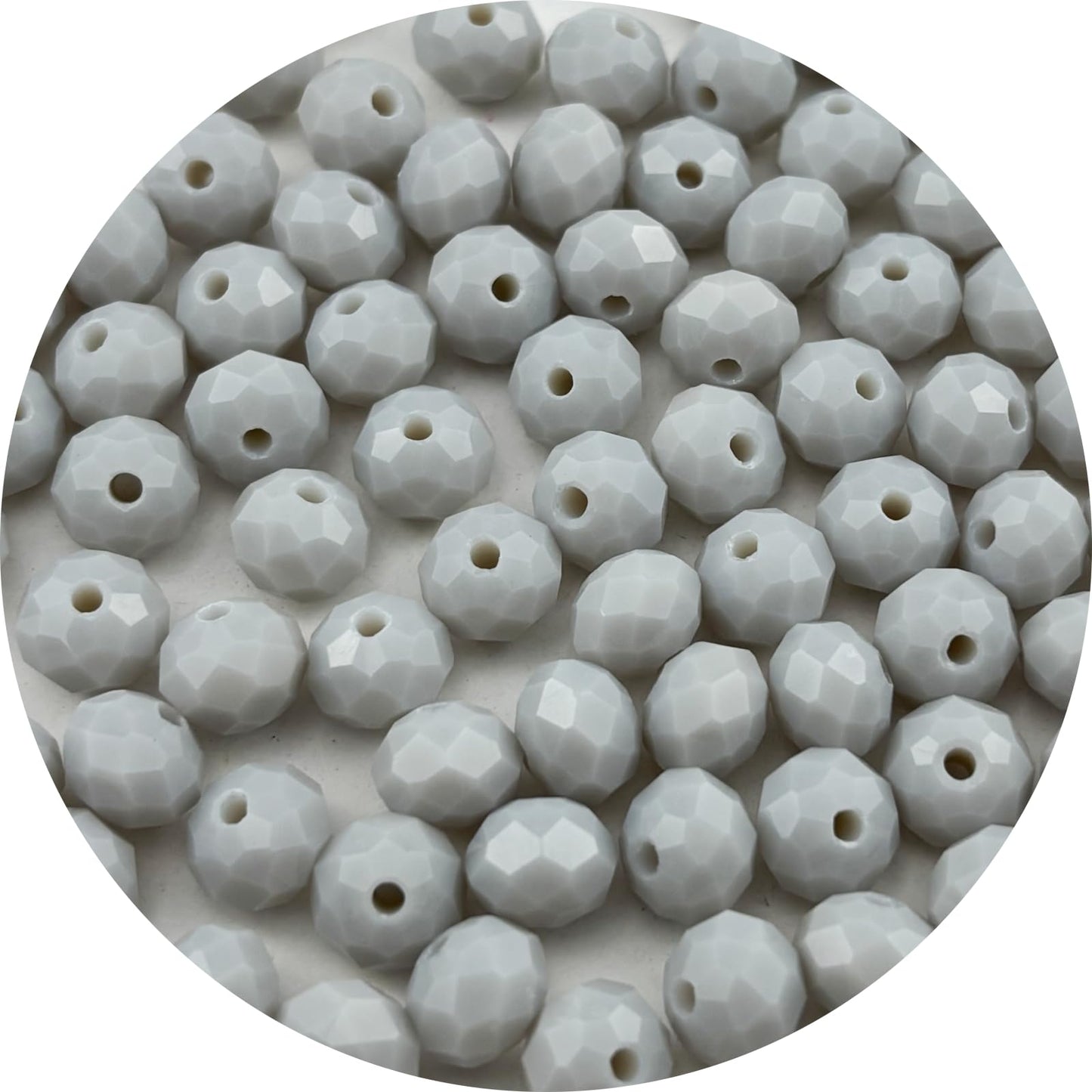 Pinhoollgo 100pcs 8mm Crystal Glass Beads Faceted Rondelle Glass Spacer Beads for Bracelets Necklace Pendants Earrings Key Chains Jewelry Making(Light Gray Porcelain)