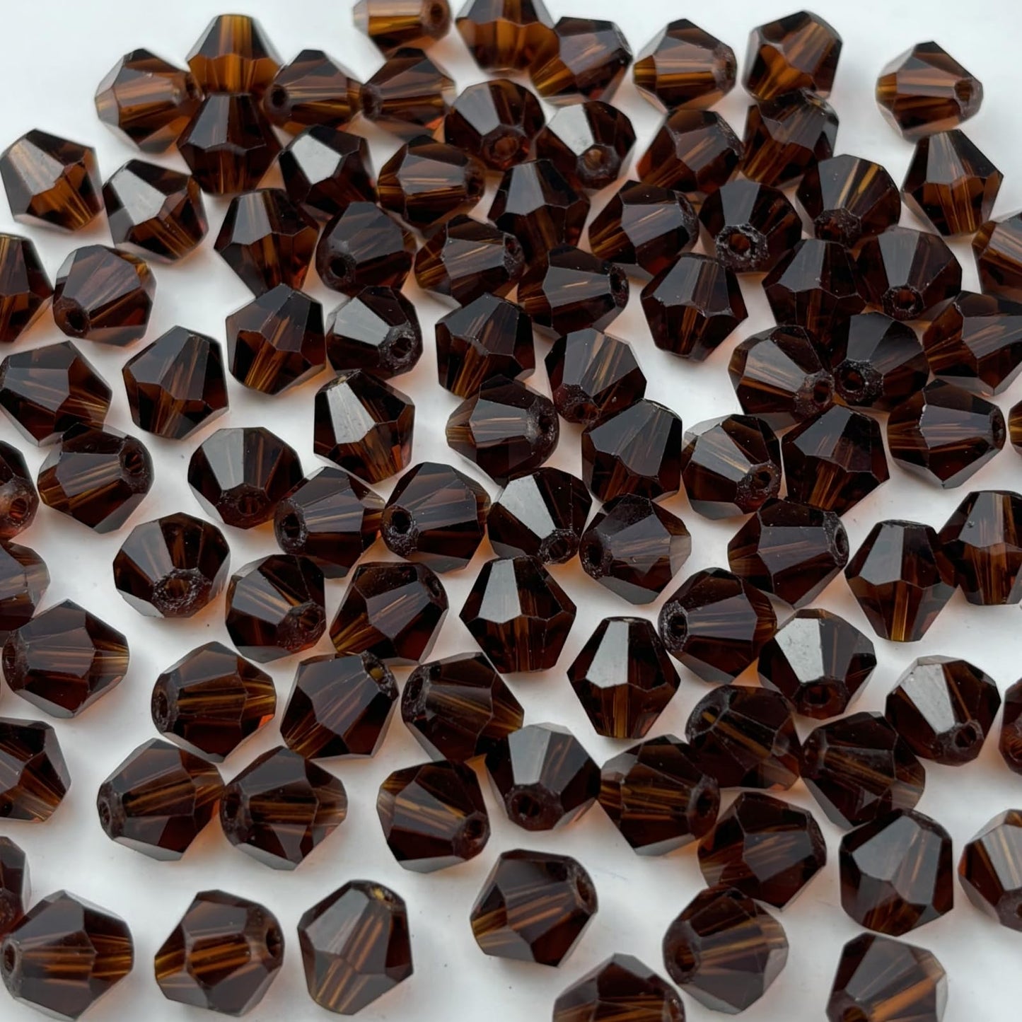 YUEXIGO 100pcs 8mm Bicone Glass Crystal Beads for Jewelry Making, Faceted Bicone Glass Spacer Beads for Bracelet Earring Necklace DIY Craft(Dark Amber)