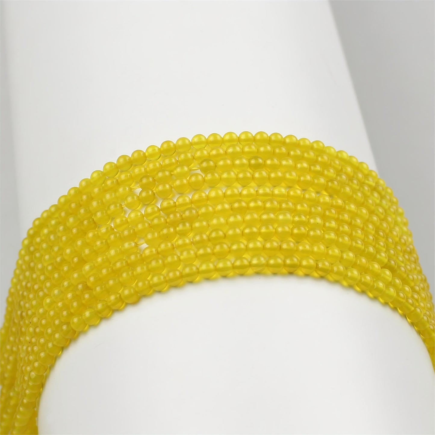 MJDCB 320pcs Natural Small Stone Beads 2mm Yellow Agate Round Smooth Loose Gemstone Bead for Jewelry Making Bracelets Earrings Necklaces Accessories