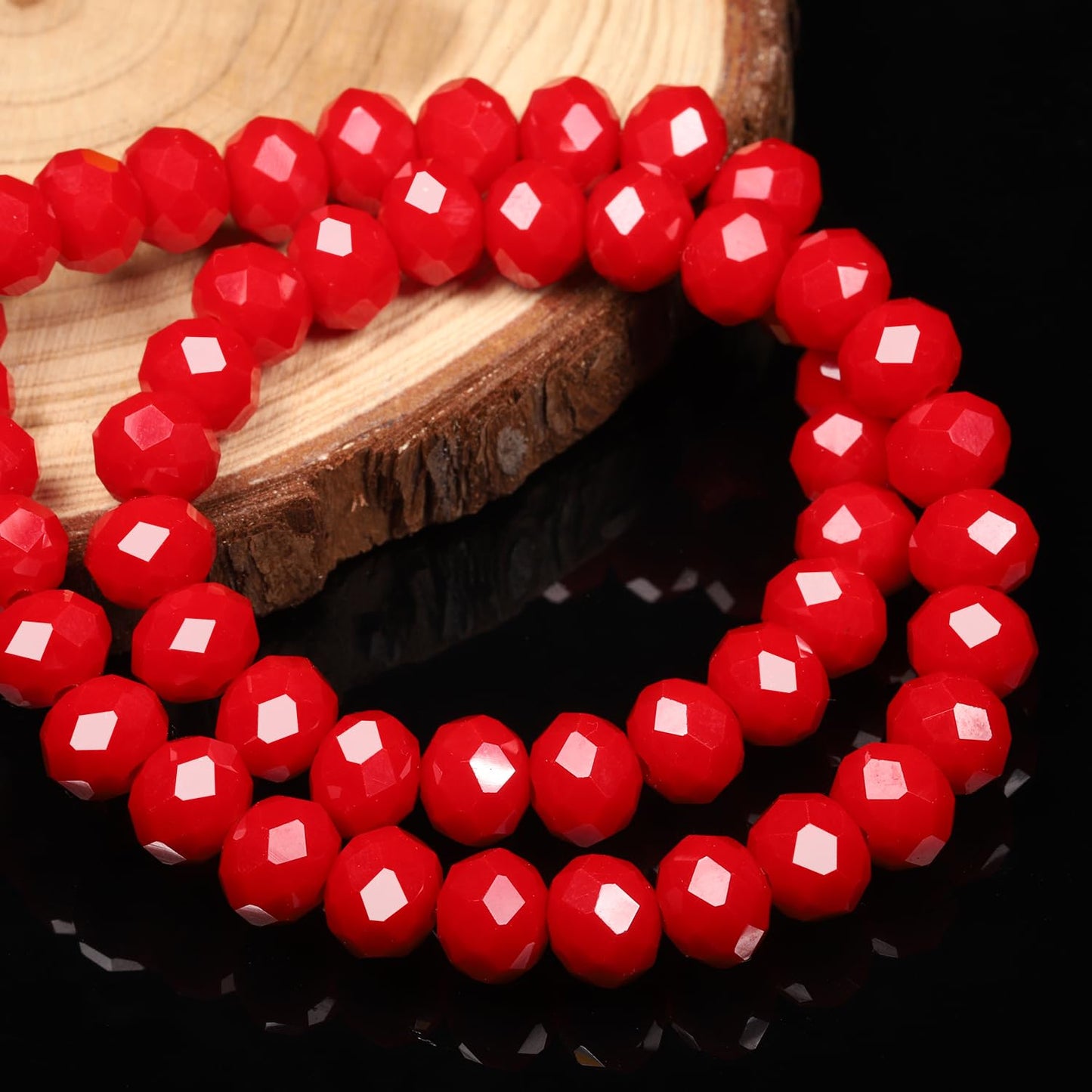 NITOPUPU 500pcs 6mm Crystal Glass Beads for Jewelry Making Faceted Rondelle Flat Porcelain Beads for Bracelets Necklace Earrings DIY Crafts (Red Porcelain Bead)