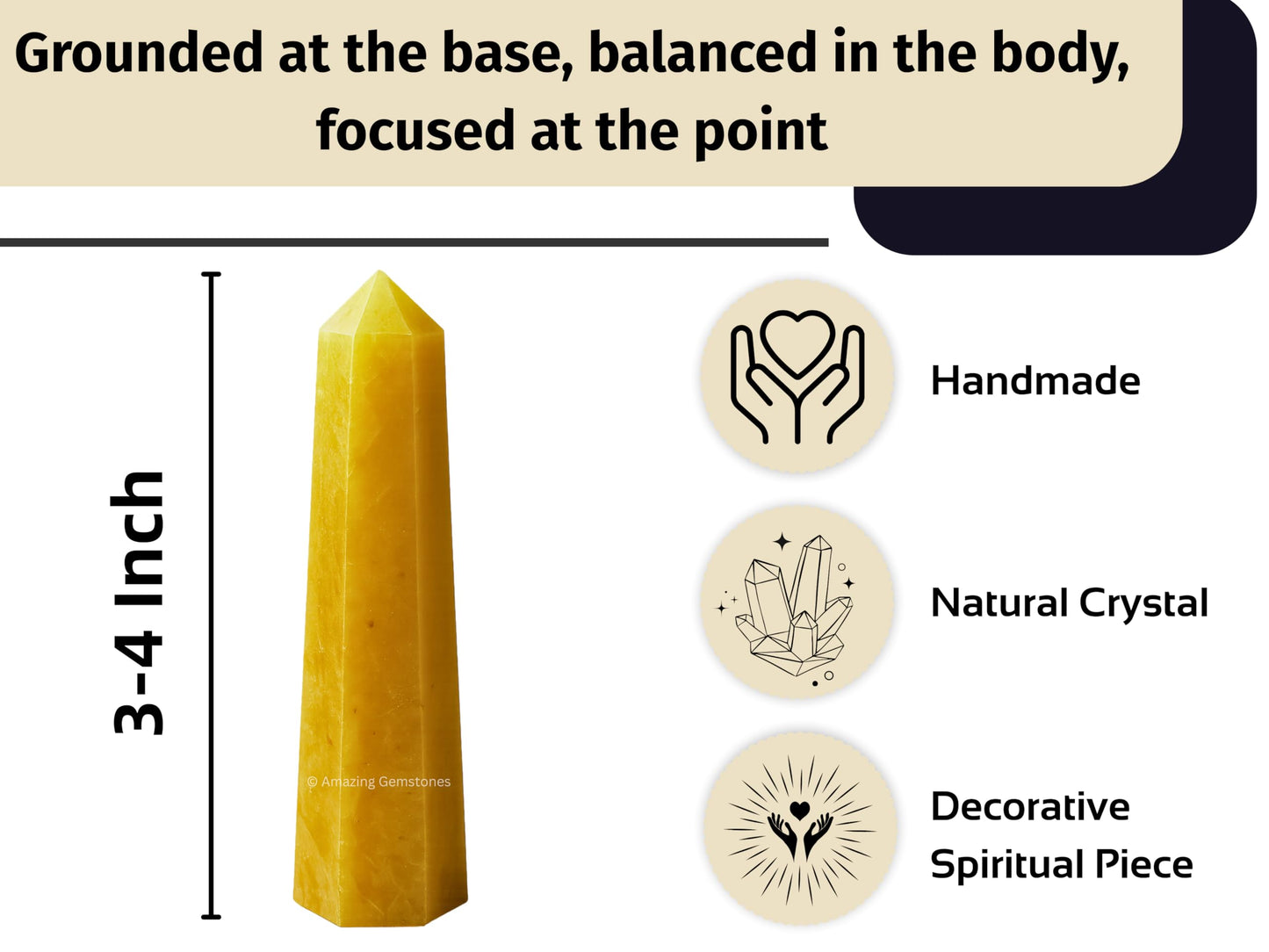 Amazing Gemstone Yellow Aventurine Crystal Towers - Natural Healing Crystal Point Obelisk for Reiki Healing and Crystal Grid (3" to 4" INCH)
