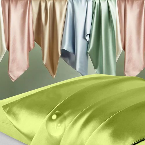 Mulberry Silk Pillowcase - Standard Size, Natural Silk for Hair & Skin, Olive Green with Zipper