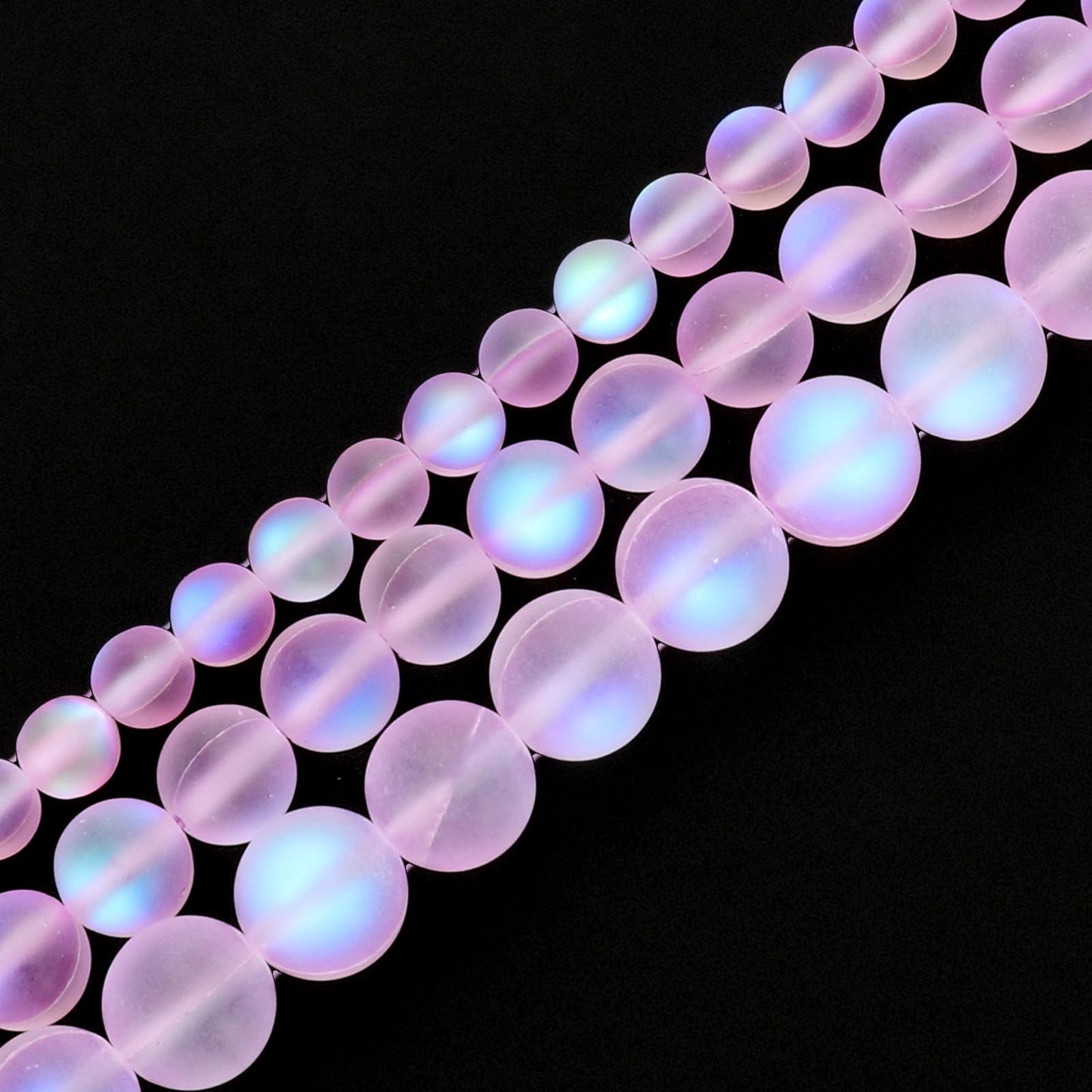 uxcell Matte Crystal Glass Beads 10mm Synthetic Frosted Shining Semi-Precious Round Loose Beads Synthetic Moonstone for Jewelry Making DIY Bracelet, Light Purple